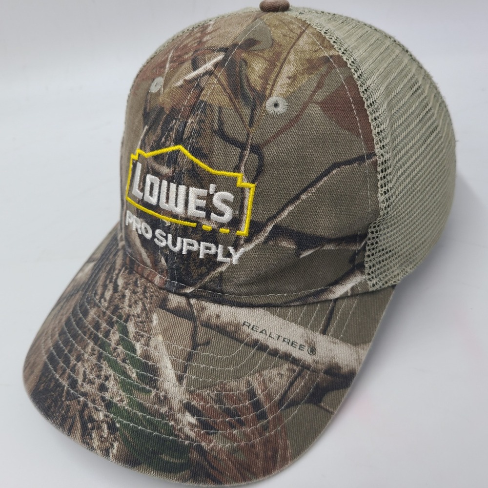 Lowes Hat Adjustable Trucker Mesh Camo Brown Beige Pro Supply Realtree Promo Men